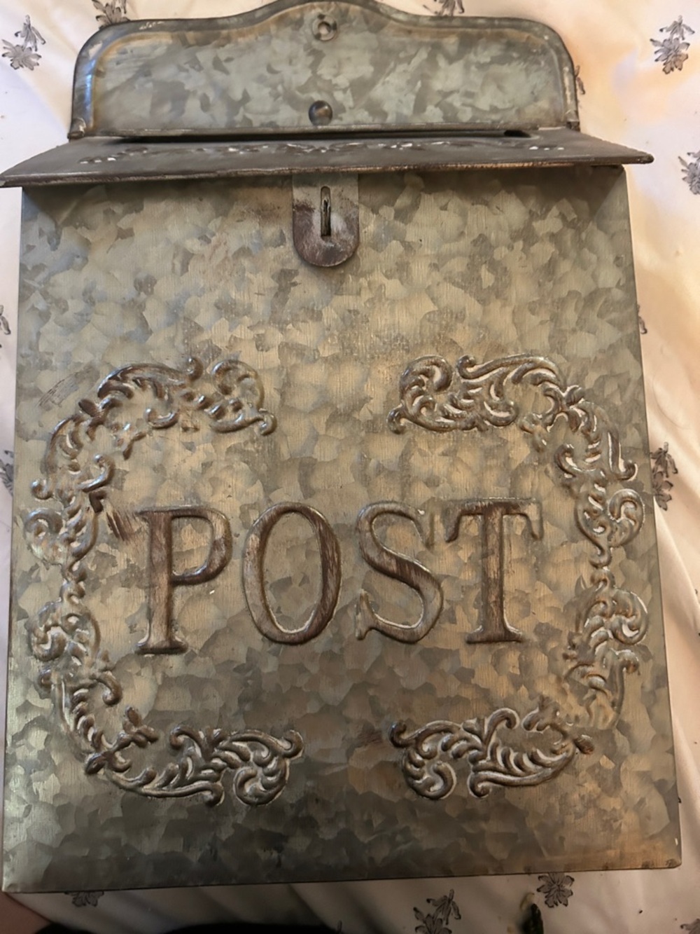 Rustic Metal POST Mailbox - Galvanized Finish